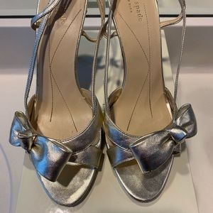 Kate Spade Gold Metallic Bow Sling Back Heels 8.5
